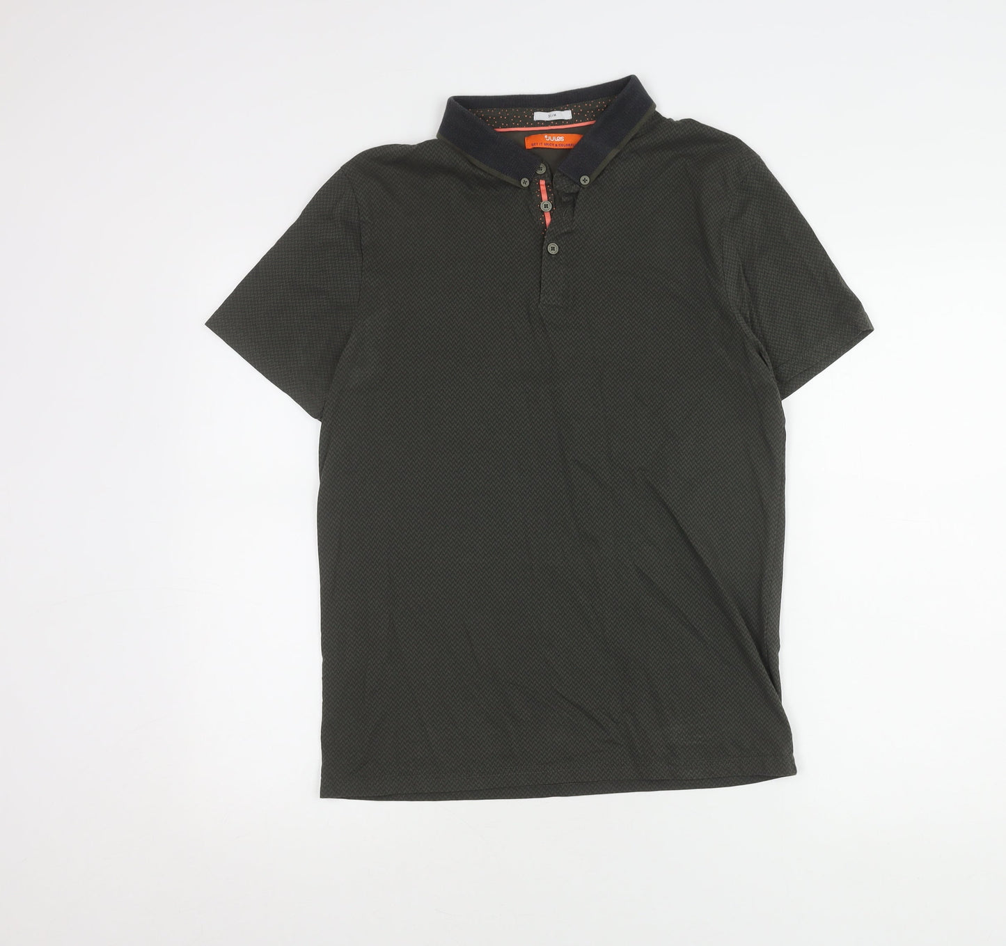 Jules Black Geometric Slim Fit Polo for Men, Size M