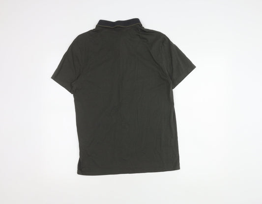 Jules Black Geometric Slim Fit Polo for Men, Size M