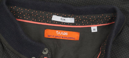 Jules Black Geometric Slim Fit Polo for Men, Size M