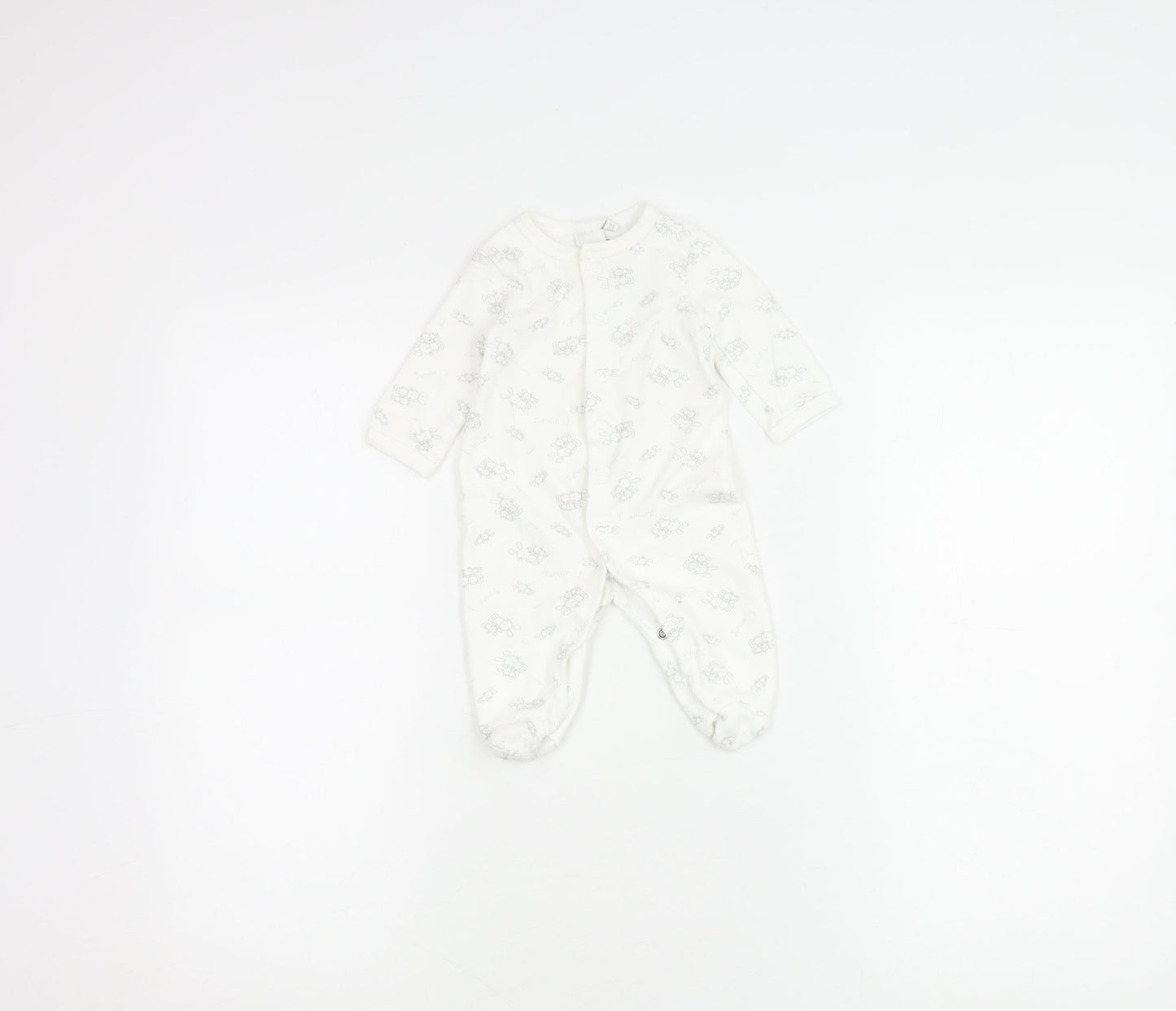 Jasper Conran Unisex White Babygrow 0-3 Months Animal Print
