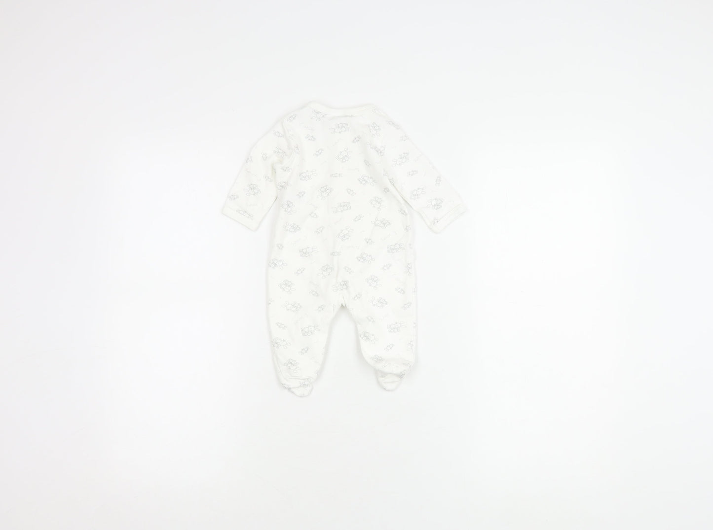 Jasper Conran Unisex White Babygrow 0-3 Months Animal Print
