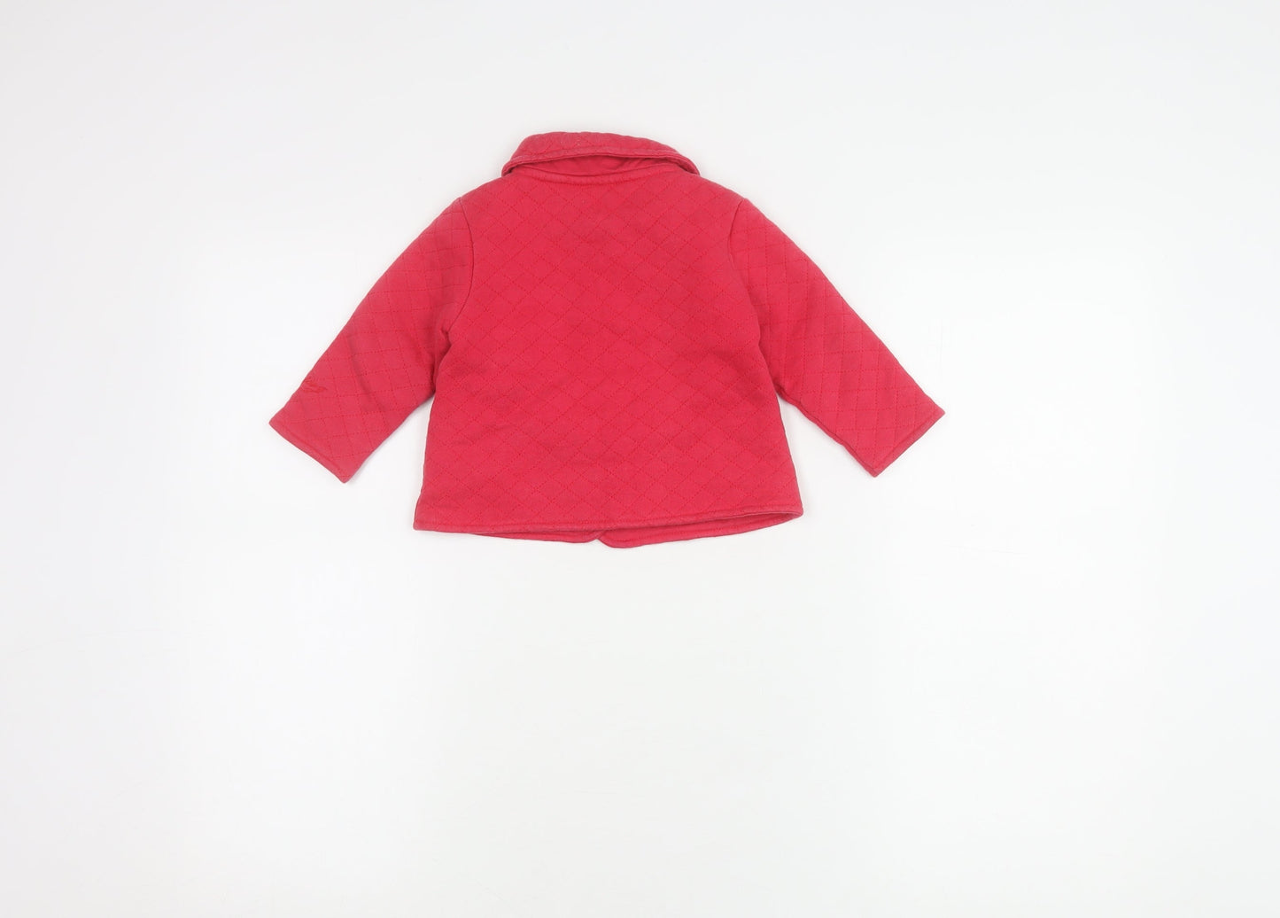 Jasper Conran Girls Red Quilted Jacket 9-12 Months Bow Accent