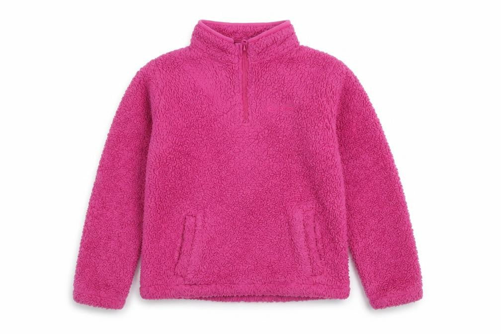 Front view of Peter Storm girls’ pink pullover sweatshirt fleece 11-12 years