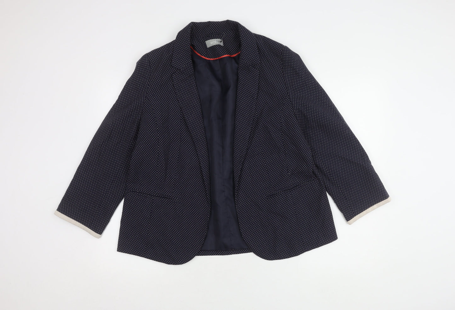 Wallis Women's Blue Spotted Blazer - Size 16