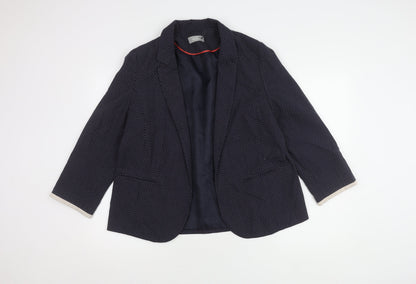Wallis Women's Blue Spotted Blazer - Size 16