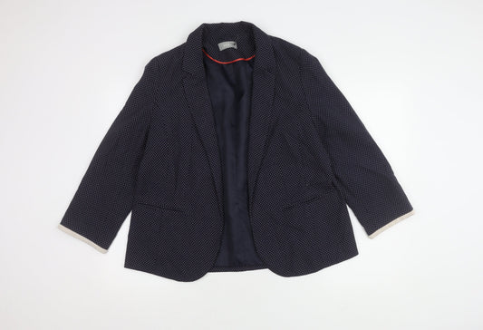 Wallis Women's Blue Spotted Blazer - Size 16