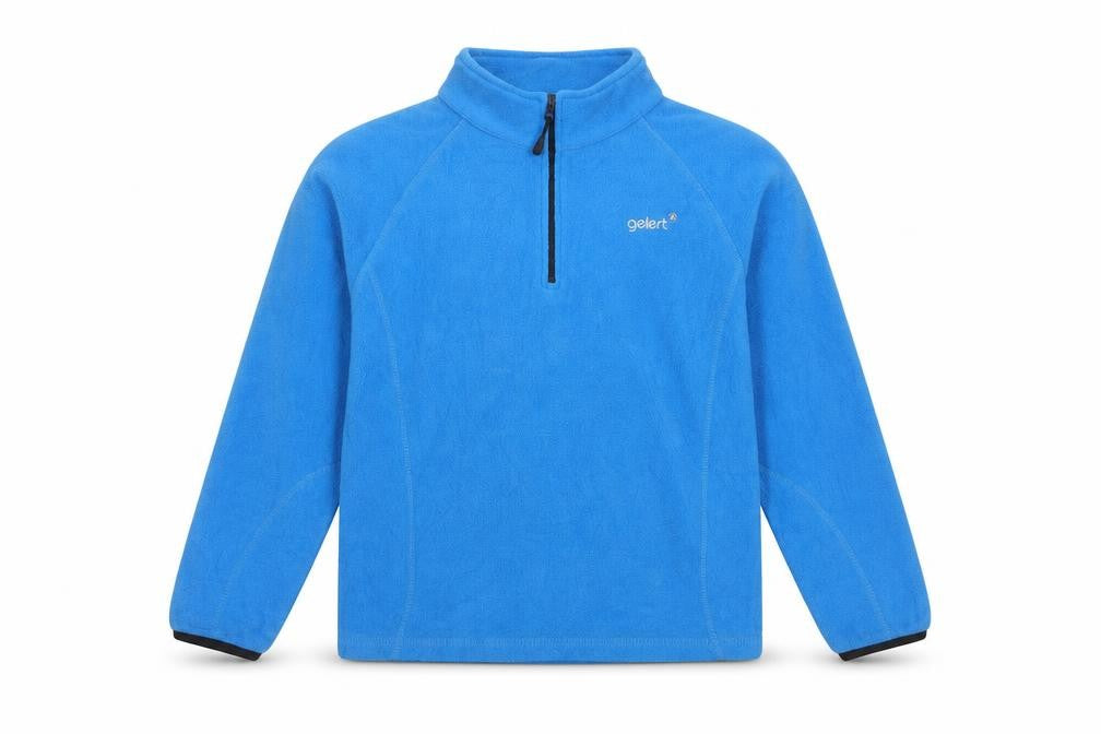 Front view of Gelert boys’ blue 1/4 zip fleece sweatshirt 9-10 years