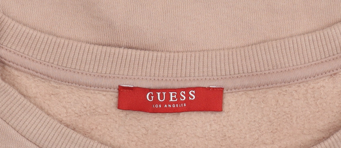 Guess Womens Pink Logo Pullover Sweatshirt XS
