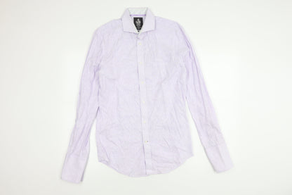 Jeff Banks Men's Purple Striped Slim Fit Shirt 14.5