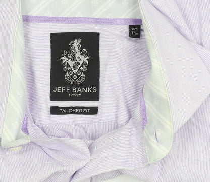 Jeff Banks Men's Purple Striped Slim Fit Shirt 14.5