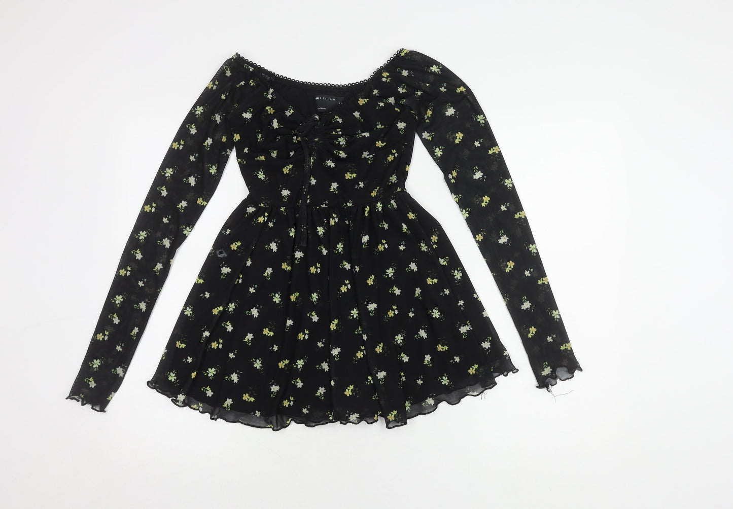 ASOS DESIGN Women's Black Floral A-Line Dress Size 8