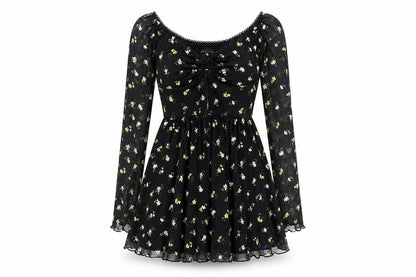 ASOS DESIGN Women's Black Floral A-Line Dress Size 8