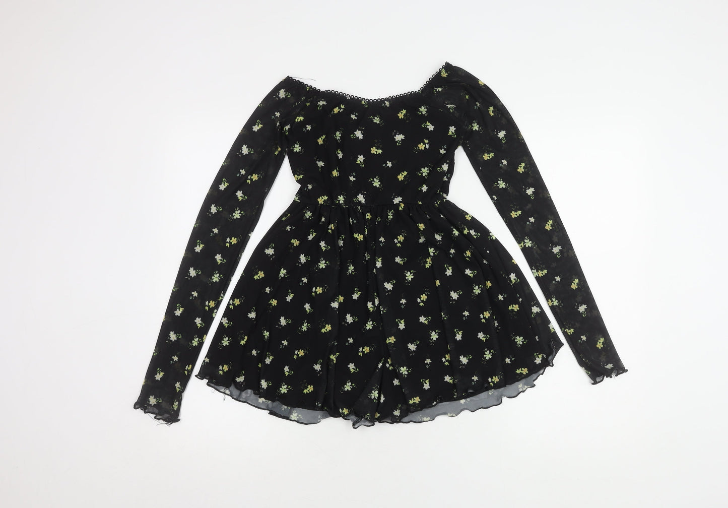 ASOS DESIGN Women's Black Floral A-Line Dress Size 8