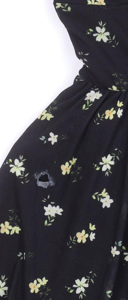 ASOS DESIGN Women's Black Floral A-Line Dress Size 8