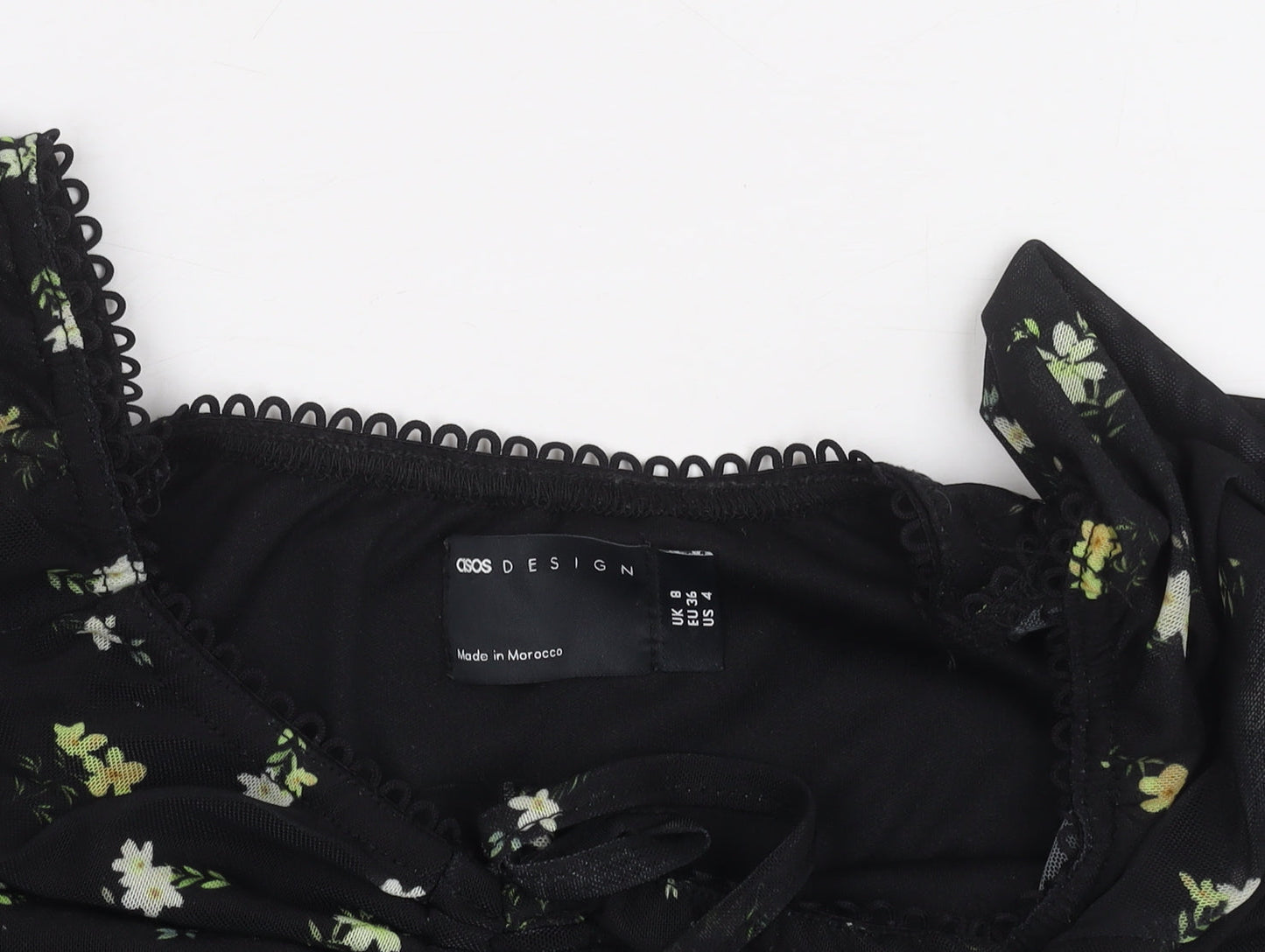 ASOS DESIGN Women's Black Floral A-Line Dress Size 8