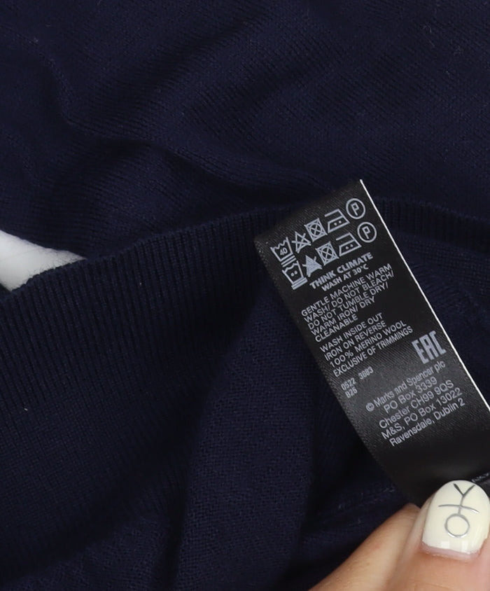 Marks and Spencer Men's Blue Wool Pullover Jumper L