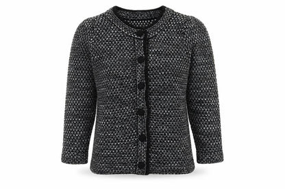 Front view of Roman Originals Women's Black Cardigan Knit Long Sleeve