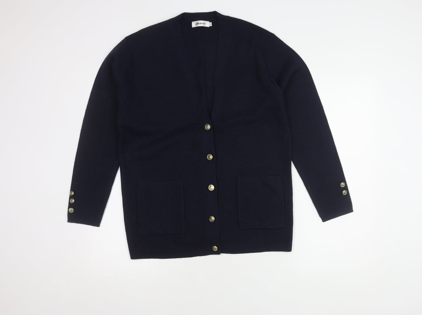 Damart Women's Blue Cardigan, Size 12, V-Neck Knit