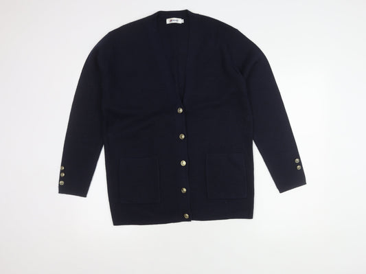 Damart Women's Blue Cardigan, Size 12, V-Neck Knit