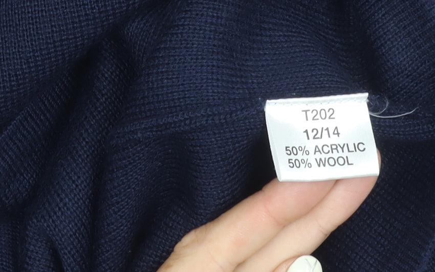 Damart Women's Blue Cardigan, Size 12, V-Neck Knit