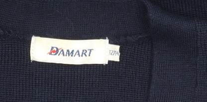 Damart Women's Blue Cardigan, Size 12, V-Neck Knit