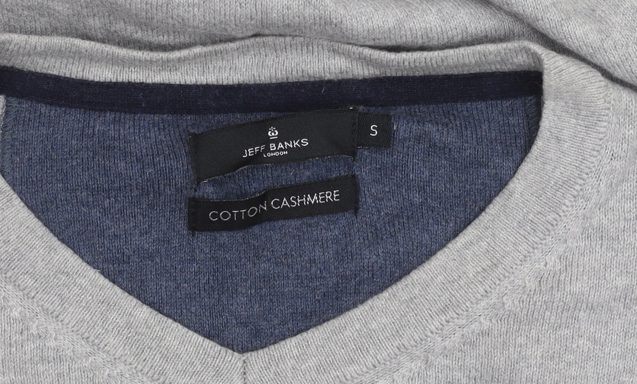 Jeff Banks Men's Grey Cotton Cashmere Pullover Jumper S