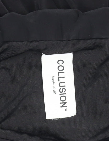 COLLUSION Women's Black Flare Skirt with Layered Accents