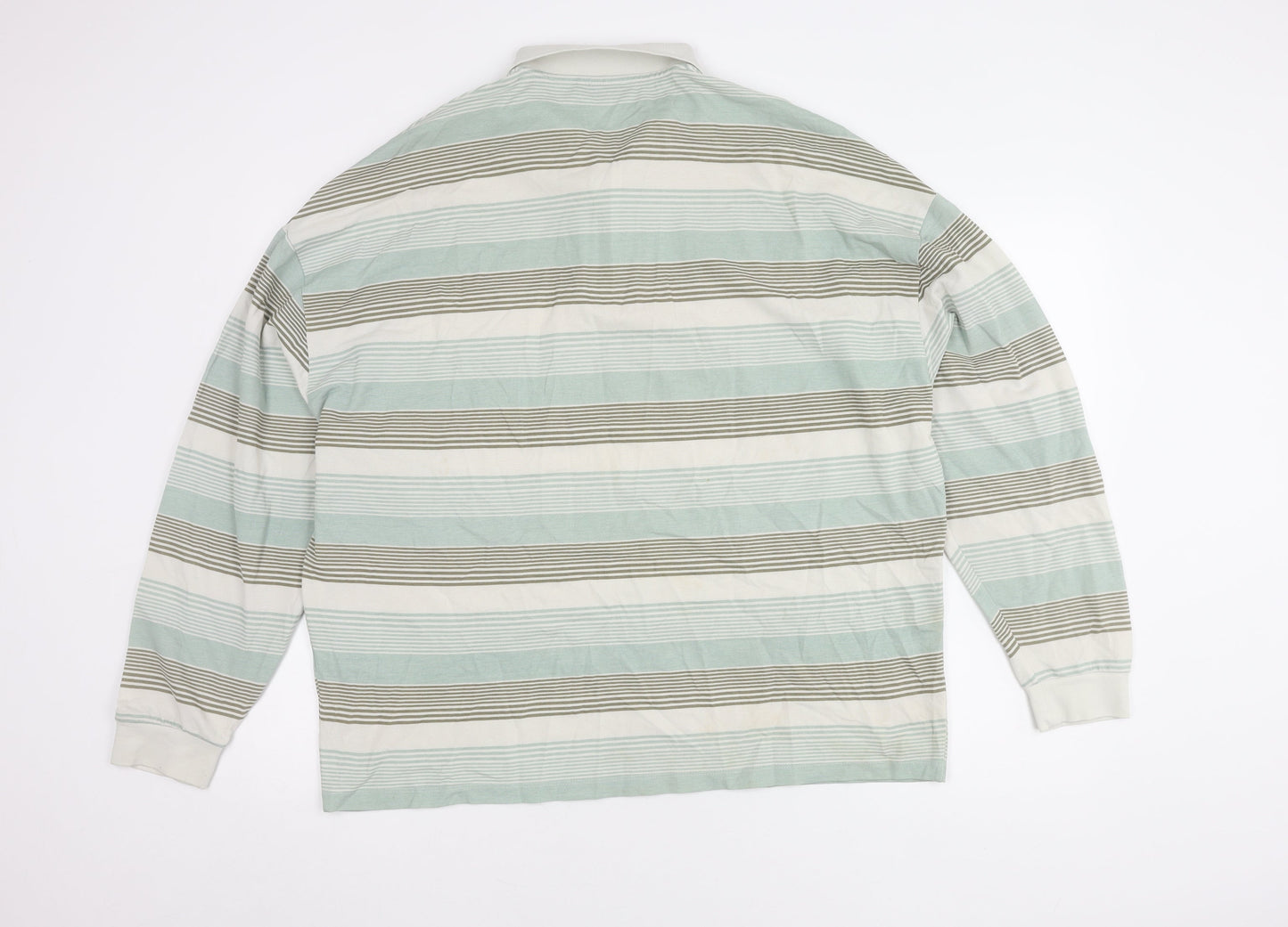 ASOS Men's XL White Striped Long Sleeve Polo Shirt