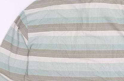 ASOS Men's XL White Striped Long Sleeve Polo Shirt