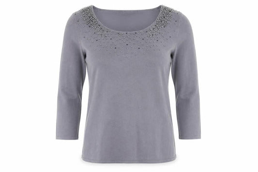 Womens UK Size S Jacques Vert Grey Basic Blouse