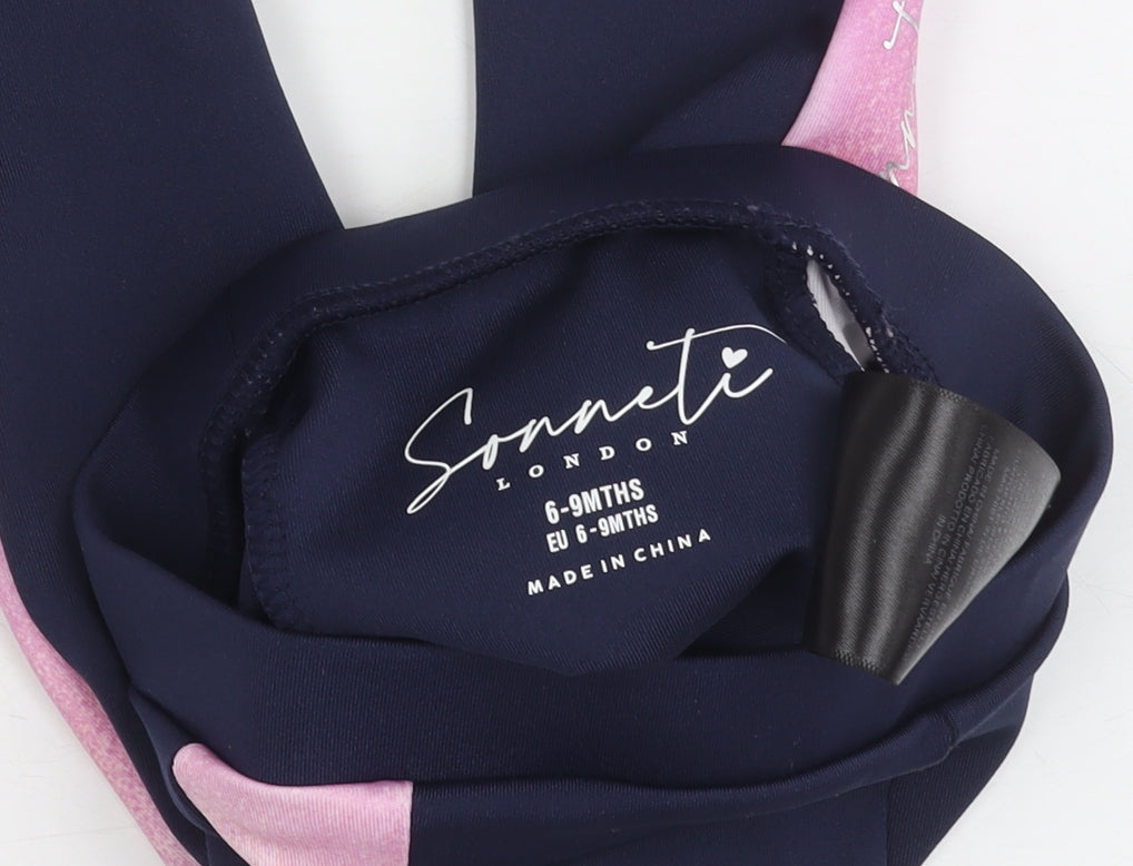 Sonneti Unisex Baby Leggings, Blue Pink, 6-9 Months, Stretch