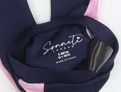 Sonneti Unisex Baby Leggings, Blue Pink, 6-9 Months, Stretch