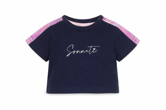 Front view of Sonneti unisex baby blue & pink t-shirt 6-9 months