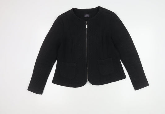 Marks & Spencer Women's Black Zip Jacket, Size 14, Excellent