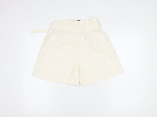 H&M Women's Ivory Paperbag Shorts Size 8