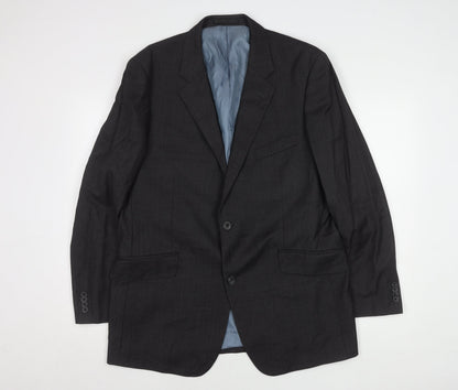 T.M. Lewin Men's Black Wool Blazer - Size 44, Business Style