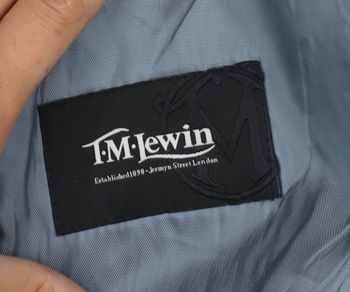 T.M. Lewin Men's Black Wool Blazer - Size 44, Business Style