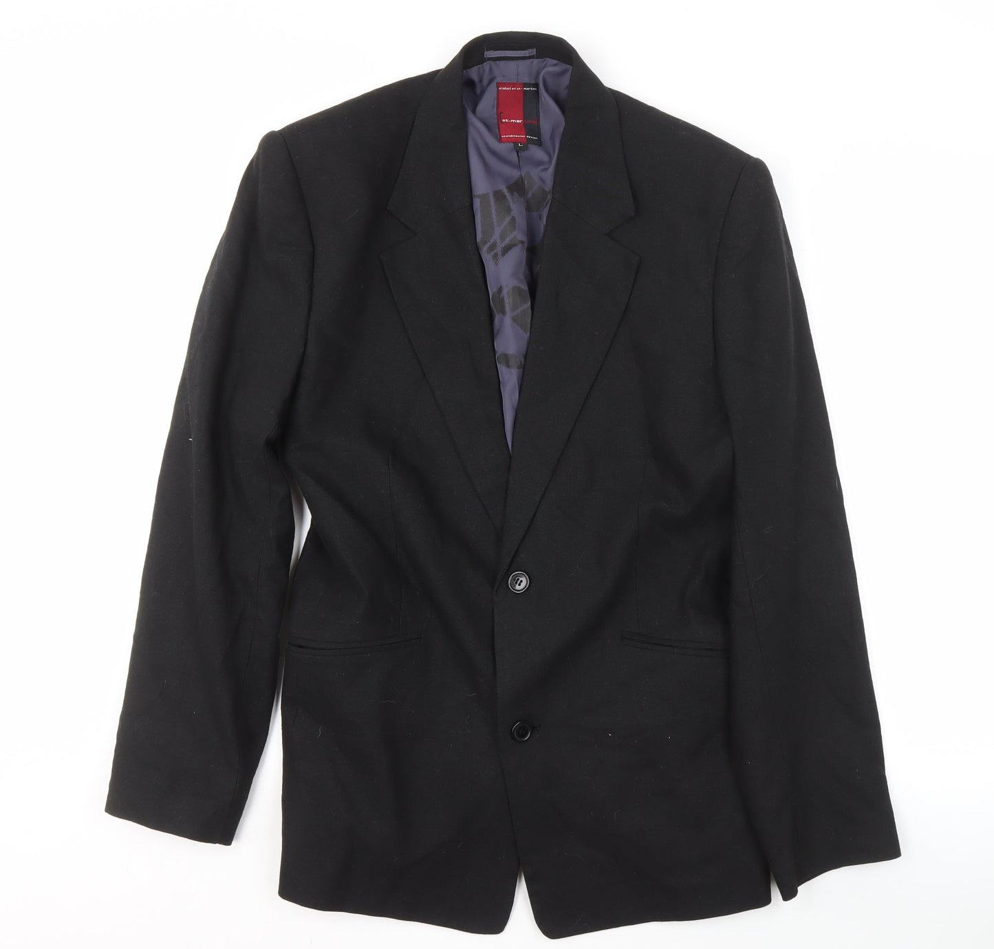 st-martins Men's Black Blazer, L, Formal Jacket