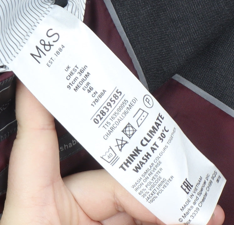 Mens UK Size 36 Marks and Spencer Regular Grey Suit Jacket