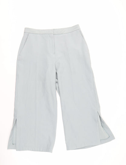 Womens UK Size M Zara Regular Fit Cropped Blue Trousers