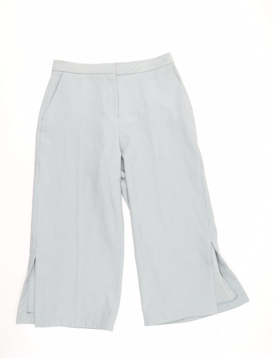 Womens UK Size M Zara Regular Fit Cropped Blue Trousers