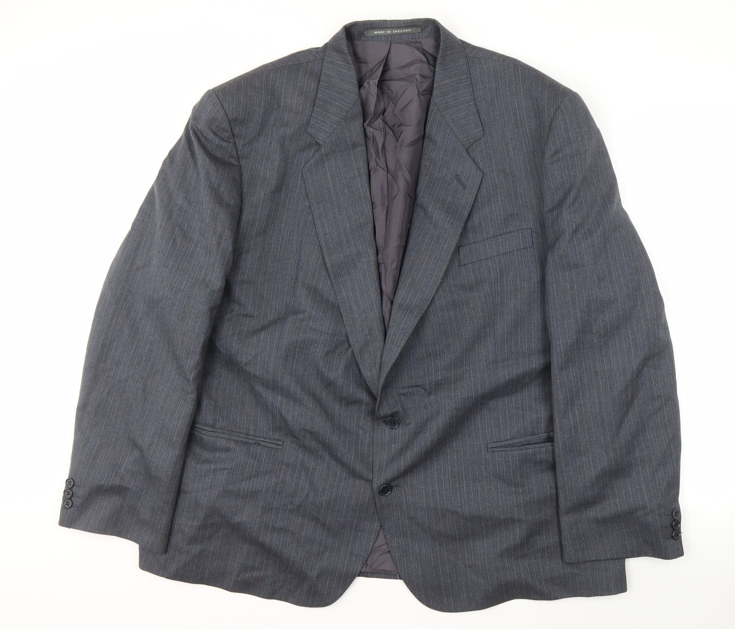 Mens UK Size 50 Pinstripe Regular Grey Suit Jacket