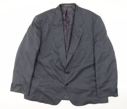 Mens UK Size 50 Pinstripe Regular Grey Suit Jacket