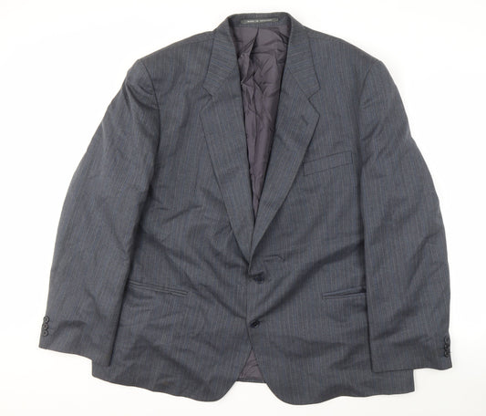 Mens UK Size 50 Pinstripe Regular Grey Suit Jacket