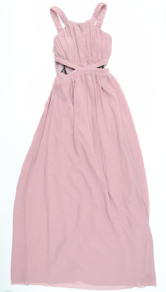 Little Mistress Women's Pink Long A-Line Dress Size 8