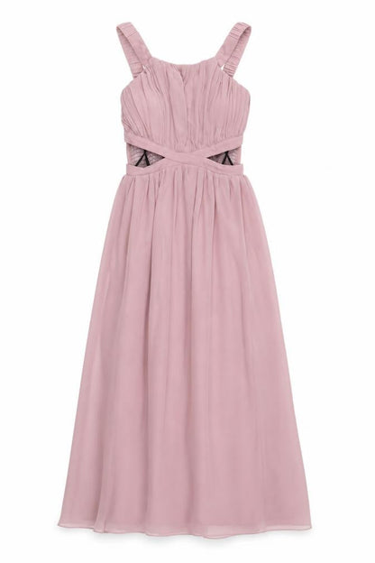 Little Mistress Women's Pink Long A-Line Dress Size 8