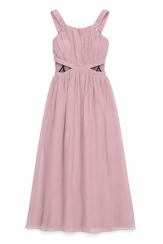 Little Mistress Women's Pink Long A-Line Dress Size 8