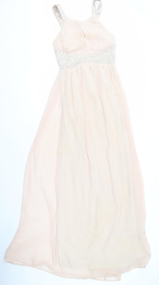 AX Paris Women's Pink A-Line Long Dress, Size 10