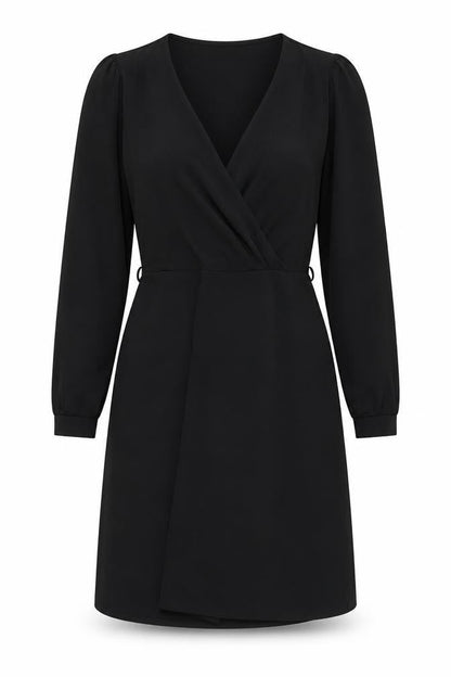 Warehouse Women's Black Knee Length V-Neck Dress