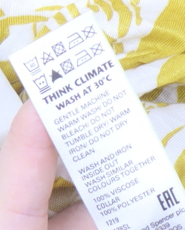 Marks and Spencer Women's Yellow V-Neck Bow Top Size 16